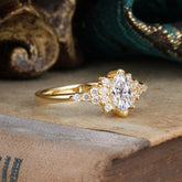 2 Prong Marquise Cut Vintage Moissanite Engagement Ring Wedding Ring